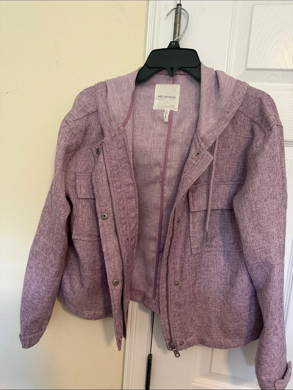 Avec Les Filles Light Purple Hooded Utility Jacket